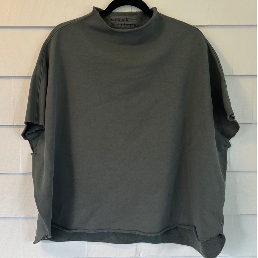 Frank & Eileen Audrey Funnel Neck Gray Raw Hem Capelet Sweatshirt  OS $218
